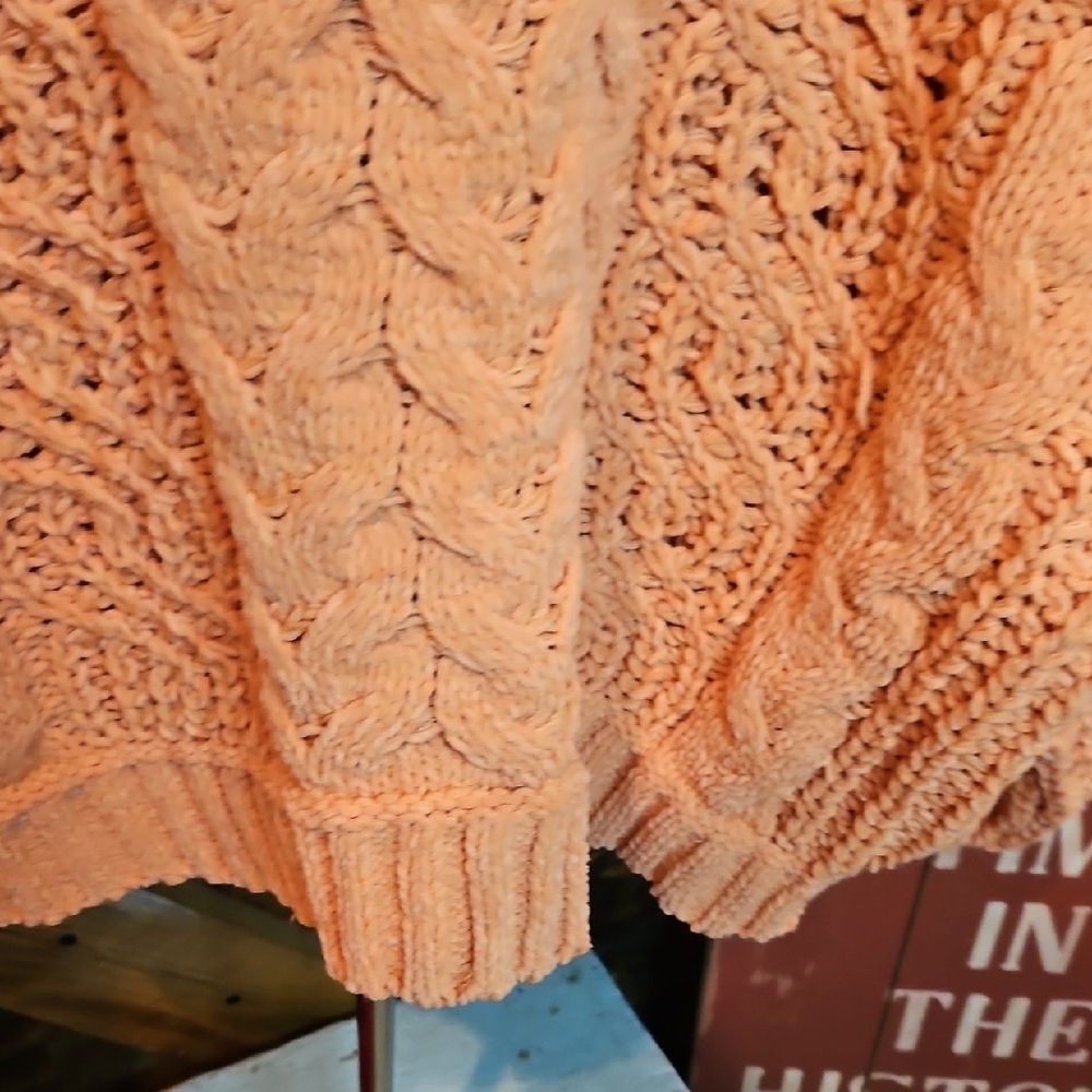 066 POL Orange Cable Knit Turtleneck Sweater - Picture 6 of 8